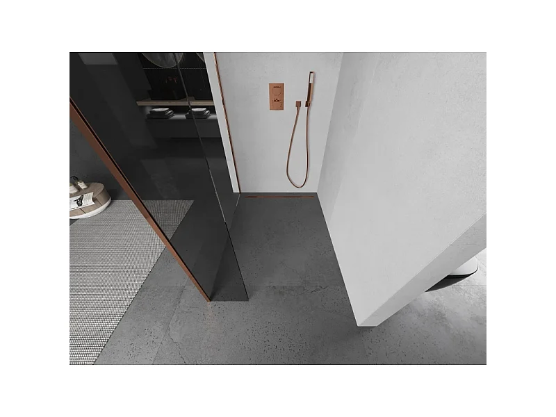 Mexen Kioto Walk-In Shower Panel 155 x 30 cm, Transparent, Rose Gold - 800-155-212-60-00-030