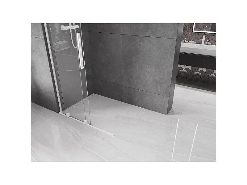 Mexen Velar L Sliding Shower Wall Walk-in 120 x 200 cm, Transparent 8 mm, White - 871-120-003-03-20