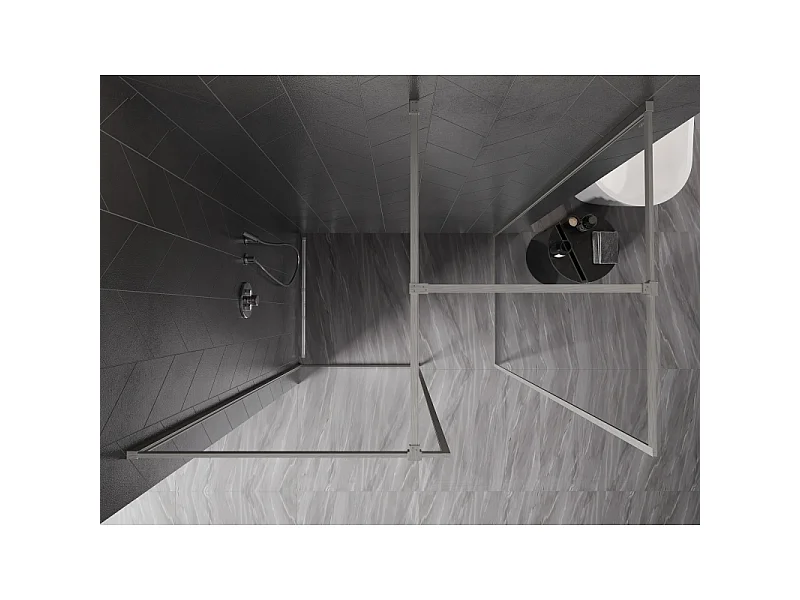 Mexen Kioto-F Walk-in douchewand met frame 150 x 70 cm, transparant 8 mm, geborsteld nikkel - 800-150-202-04-97-070