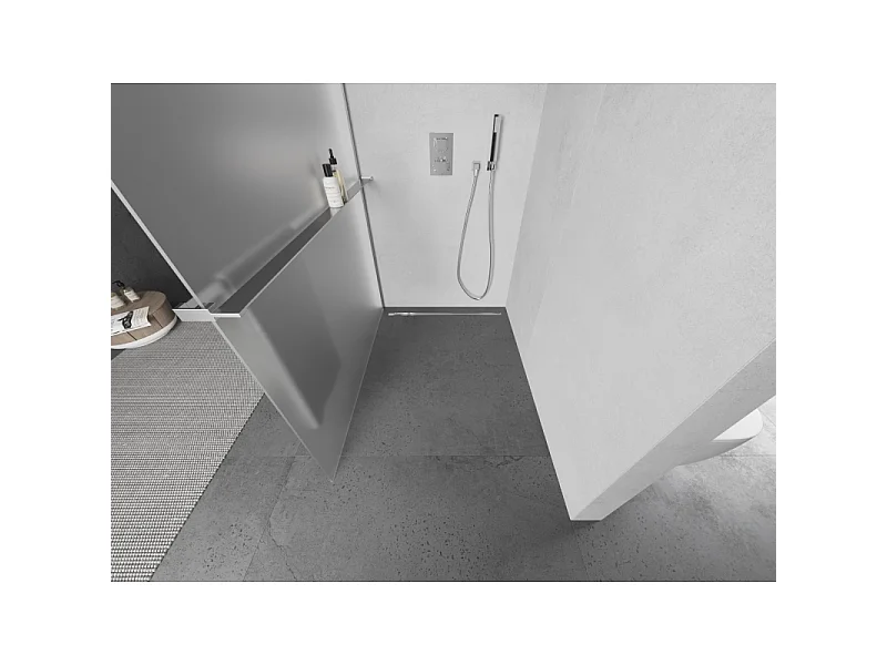 Mexen Kioto+ L cloison de douche avec étagère Walk-in 110 x 200 cm, givre, chrome - 800-110-123-01-30