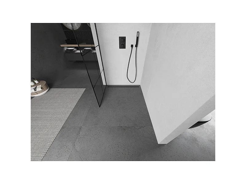 Mexen Kioto parede de duche Walk-in 80 x 200 cm, grade preta 8 mm, preta - 800-080-101-70-77