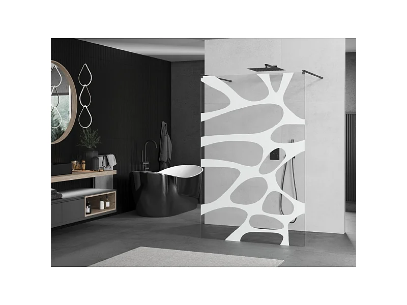 Mexen Kioto painel de duche independente 110 x 200 cm, onda branca 8 mm, metal fumado - 800-110-002-95-97