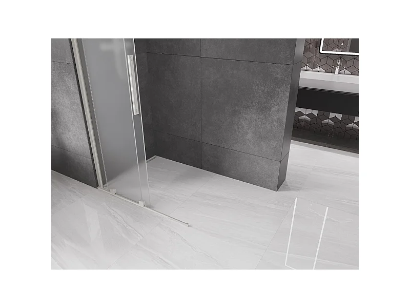 Mexen Velar divisória de chuveiro deslizante Walk-in 120 x 200 cm, fosco 8 mm, níquel escovado - 871-120-000-33-97
