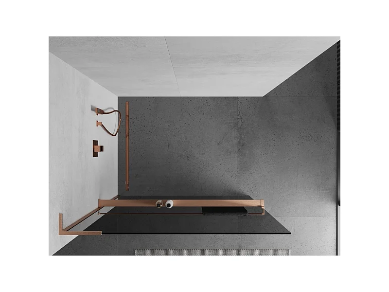 Mexen Kioto+ L paroi de douche avec étagère Walk-in 80 x 200 cm, graphite, cuivre brossé - 800-080-123-65-40