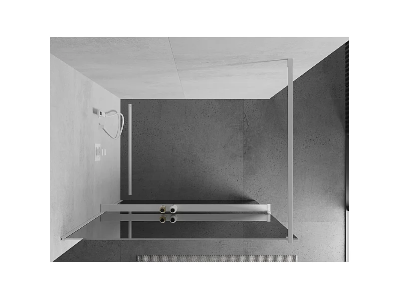 Mexen Kioto+ Duschwand mit Regal Walk-in 110 x 200 cm, Spiegel, weiß - 800-110-121-20-50