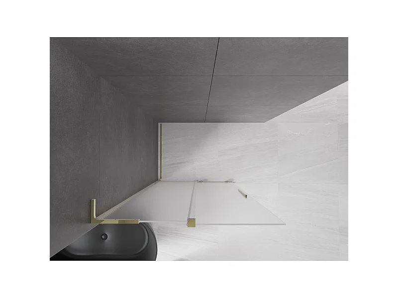 Mexen Velar L schuifbare douchewand Walk-in 120 x 200 cm, matglas 8 mm, goud - 871-120-003-33-50