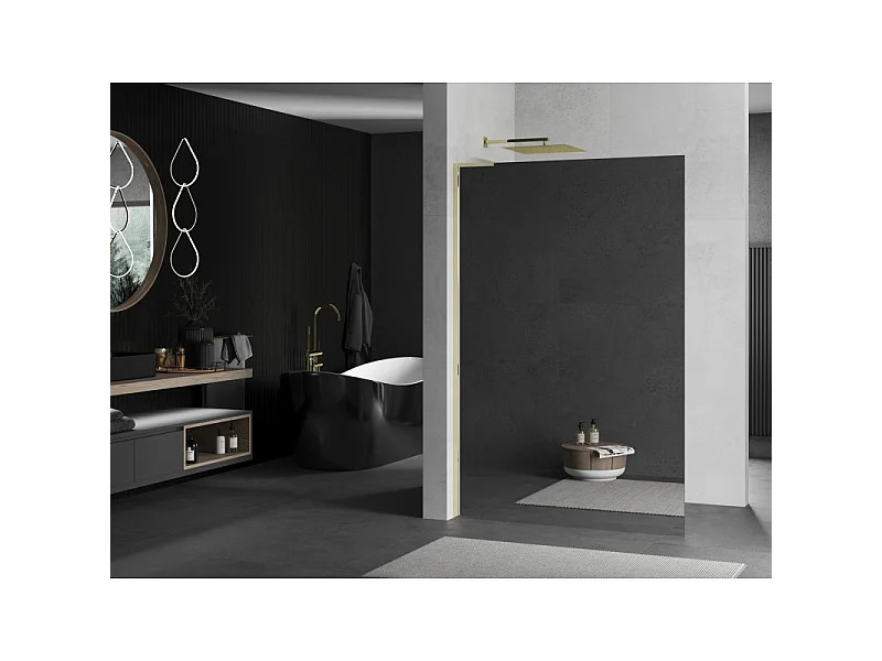 Mexen Kioto L paroi de douche Walk-in 120 x 200 cm, miroir, doré - 800-120-103-50-50