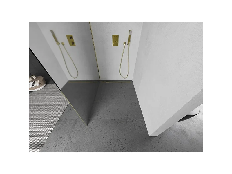 Mexen Kioto L paroi de douche Walk-in 120 x 200 cm, miroir, doré - 800-120-103-50-50