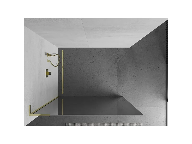 Mexen Kioto L paroi de douche Walk-in 120 x 200 cm, miroir, doré - 800-120-103-50-50