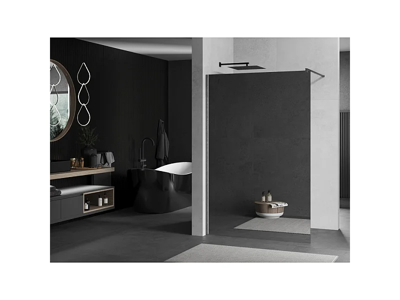 Mexen Kioto Duschwand Walk-in 130 x 200 cm, Spiegel 8 mm, gebürstet Gun Gray - 800-130-101-66-50