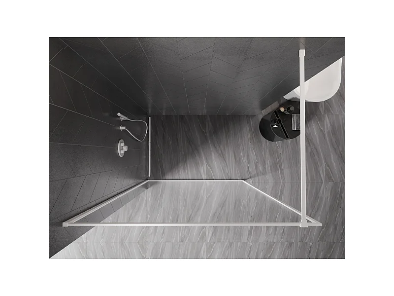 Mexen Kioto-XF paroi de douche Walk-in avec cadre 140 x 202 cm, transparent 10 mm, blanc - 800-140-104-20-00-X