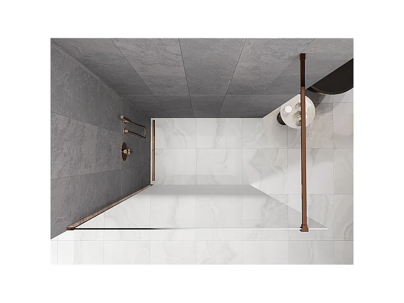 Mexen Kioto brusevæg Walk-in 100 x 200 cm, hvid ombre 8 mm, rosa guld - 800-100-101-60-86