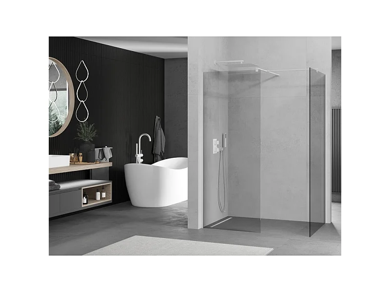 Mexen Kioto Duschwand Walk-in 140 x 120 cm, transparent, weiß - 800-140-202-20-00-120