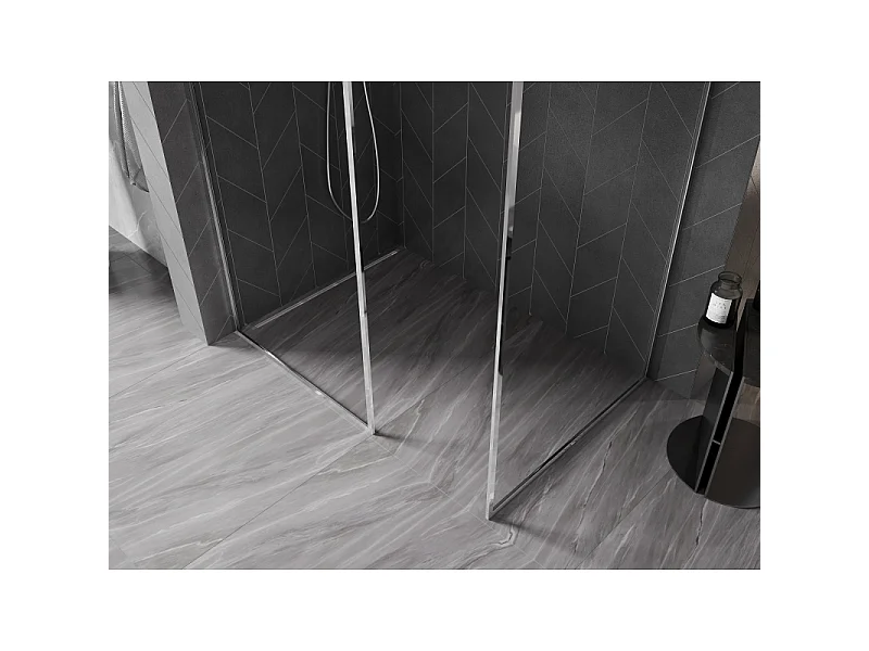 Mexen Kioto-F tuš stena Walk-in z okvirjem 150 x 80 cm, prozoren 8 mm, krom - 800-150-202-04-00-080