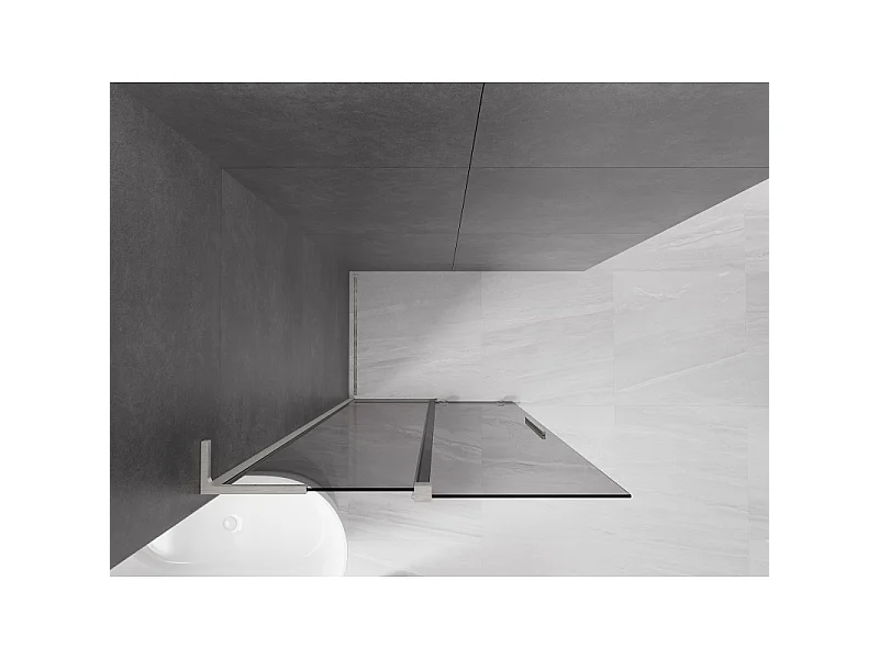 Mexen Velar L schuifbare Walk-in douchewand 120 x 200 cm, grafiet 8 mm, geborsteld nikkel - 871-120-003-43-97