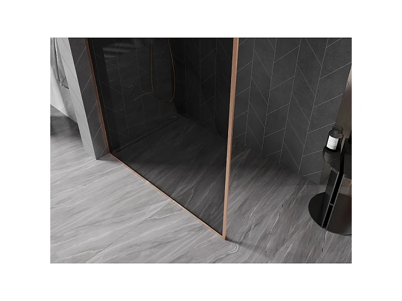 Mexen Kioto-XF Painel de duche Walk-in com moldura 50 x 202 cm, grafite 10 mm, cobre escovado - 800-050-104-65-40-X