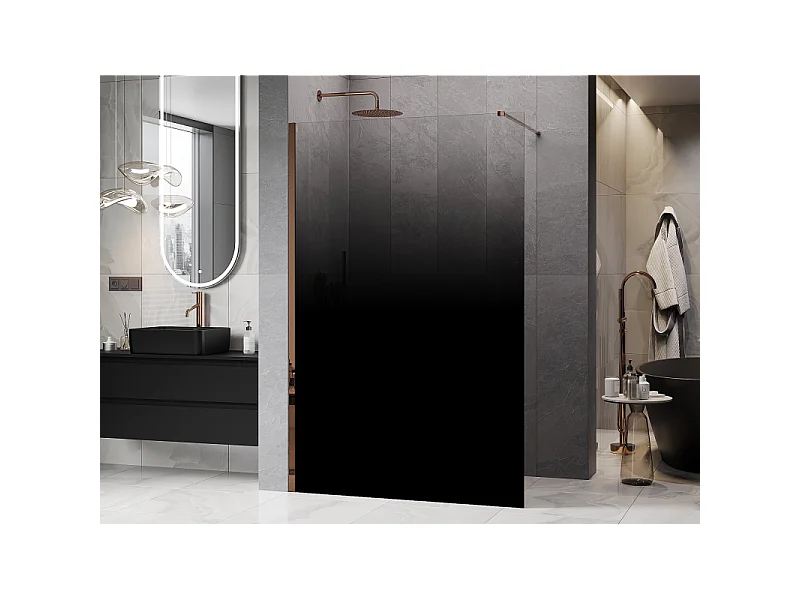 Mexen Kioto douchewand Walk-in 150 x 200 cm, zwarte ombre 8 mm, roze goud - 800-150-101-60-76