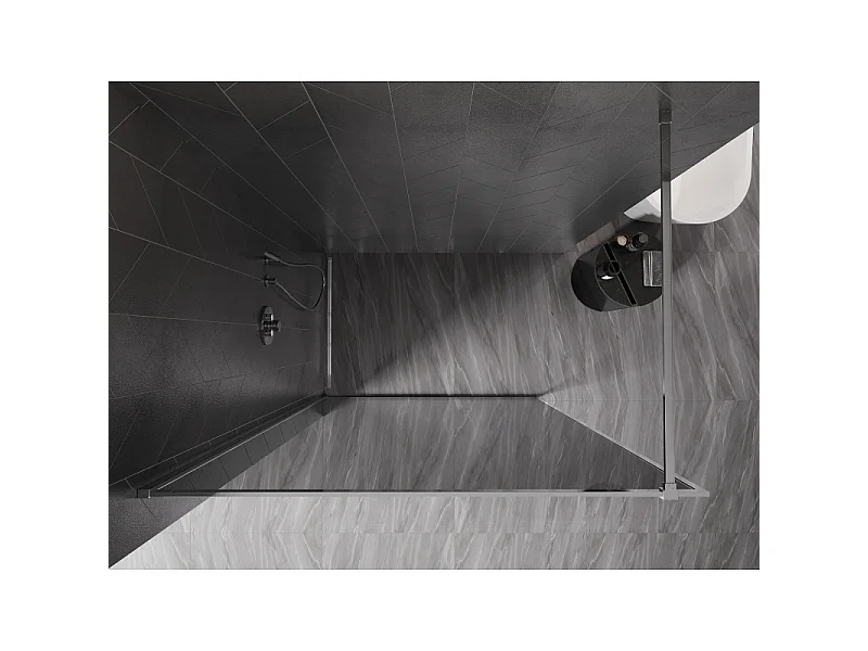 Mexen Kioto-XF Duschwand Walk-in mit Rahmen 50 x 202 cm, Graphit 10 mm, Chrom - 800-050-104-01-40-X