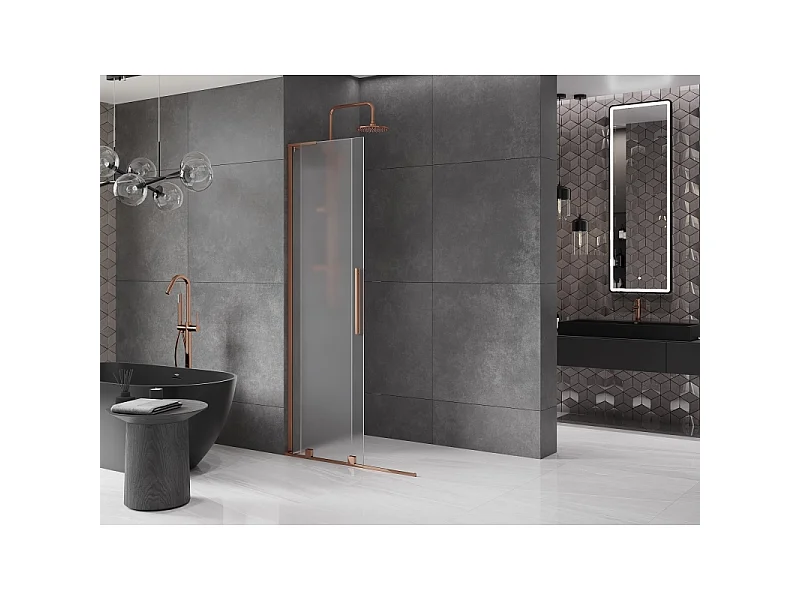 Mexen Velar L paroi de douche coulissante Walk-in 120 x 200 cm, givre 8 mm, or rose - 871-120-003-33-60