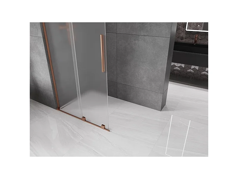 Mexen Velar L paroi de douche coulissante Walk-in 120 x 200 cm, givre 8 mm, or rose - 871-120-003-33-60
