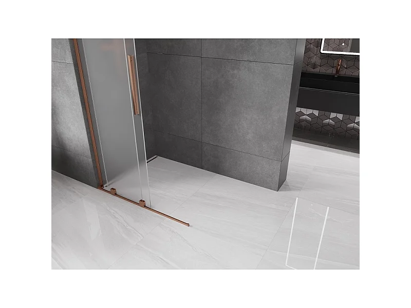 Mexen Velar L paroi de douche coulissante Walk-in 120 x 200 cm, givre 8 mm, or rose - 871-120-003-33-60