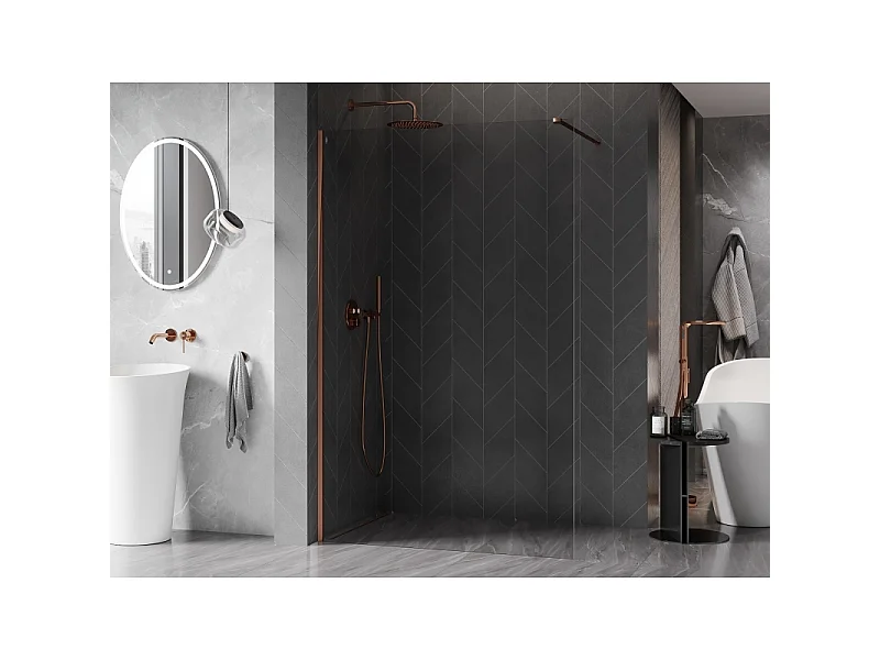 Mexen Kioto-X paroi de douche Walk-in 110 x 200 cm, transparent 10 mm, or rose - 800-110-101-60-00-X
