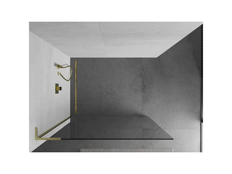 Mexen Kioto L panel de ducha Walk-in 110 x 200 cm, transparente, oro cepillado - 800-110-103-55-00