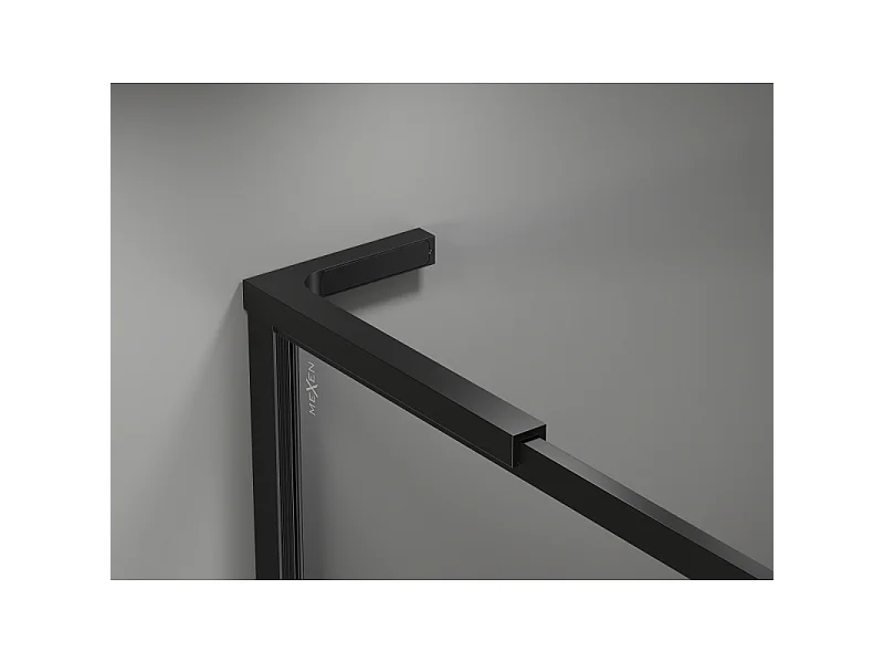 Mexen Kioto-XF L parede de duche Walk-in com moldura 50 x 202 cm, transparente 10 mm, preta - 800-050-174-70-00-XF