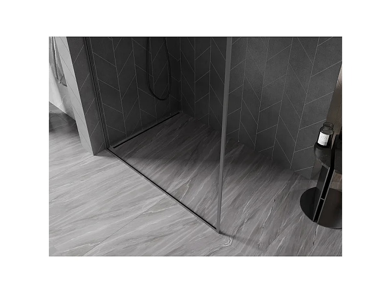 Mexen Kioto-F painel de ducha Walk-in com moldura 135 x 202 cm, transparente 8 mm, metal escurecido - 800-135-104-95-00