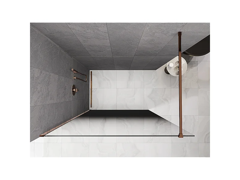 Mexen Kioto paroi de douche Walk-in 110 x 200 cm, ombre noire 8 mm, or rose - 800-110-101-60-76