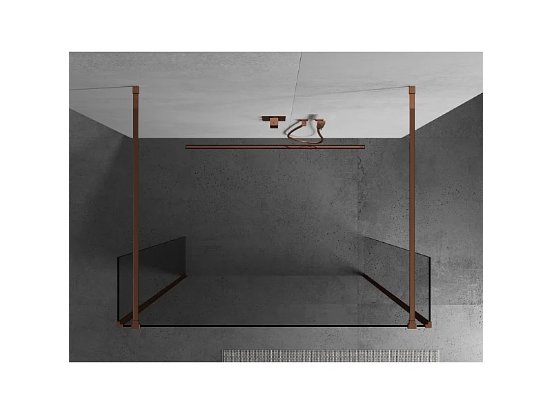 Mexen Kioto paroi de douche autoportante 150 x 30 x 30 cm, transparent, or rose - 800-150-030-222-60-00-030