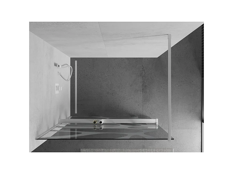 Mexen Kioto+ paroi de douche avec étagère Walk-in 120 x 200 cm, vague blanche, blanche - 800-120-121-20-97
