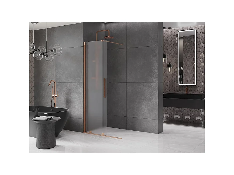 Mexen Velar Walk-in Shower Screen 120 x 200 cm, Frosted 8 mm, Brushed Brass - 871-120-000-33-65