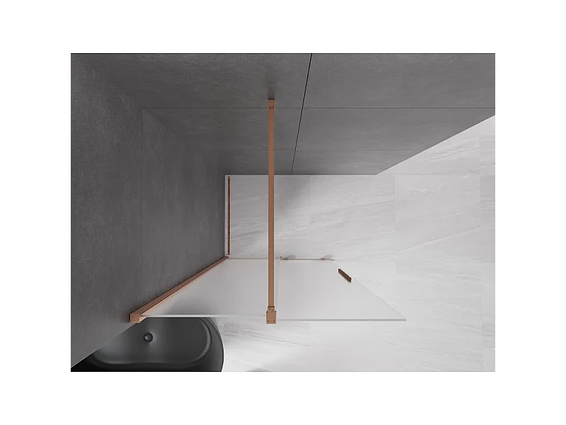 Mexen Velar Walk-in Shower Screen 120 x 200 cm, Frosted 8 mm, Brushed Brass - 871-120-000-33-65