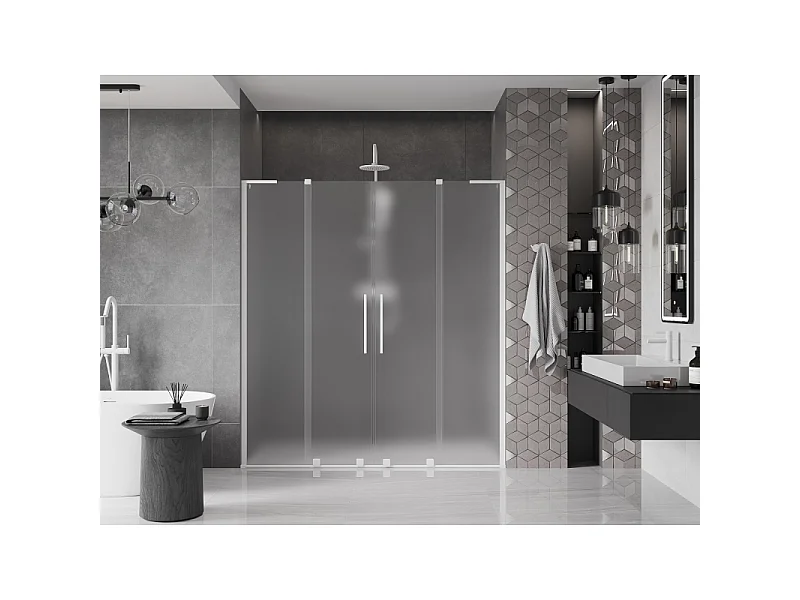 Mexen Velar L Duo schuifbare douchedeuren 200 cm, gestructureerd, wit - 871-200-003-32-20