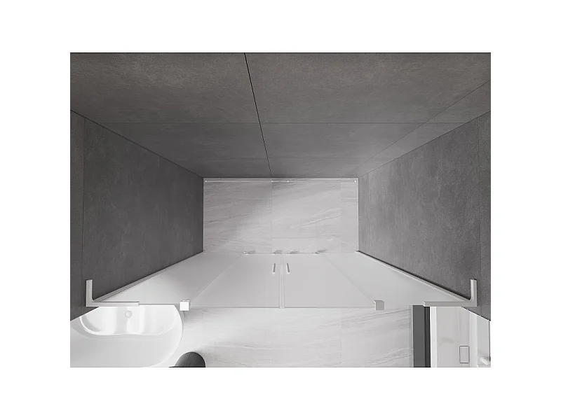 Mexen Velar L Duo schuifbare douchedeuren 200 cm, gestructureerd, wit - 871-200-003-32-20