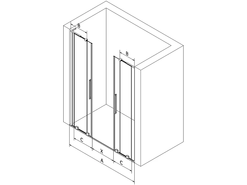 Mexen Velar L Duo schuifbare douchedeuren 200 cm, gestructureerd, wit - 871-200-003-32-20