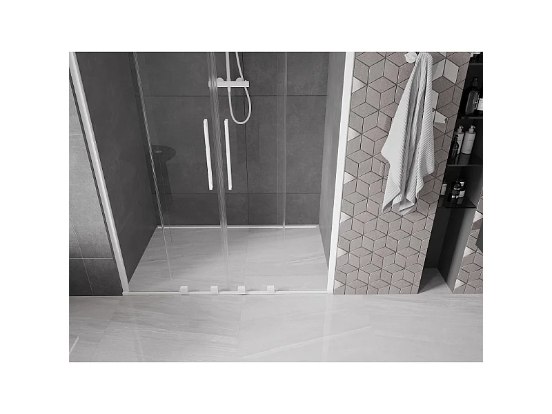 Mexen Velar Duo puertas de ducha correderas 140 cm, transparentes, blancas - 871-140-000-02-20