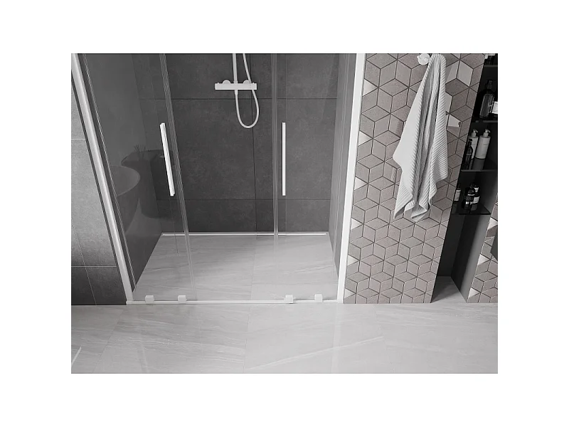 Mexen Velar Duo puertas de ducha correderas 140 cm, transparentes, blancas - 871-140-000-02-20