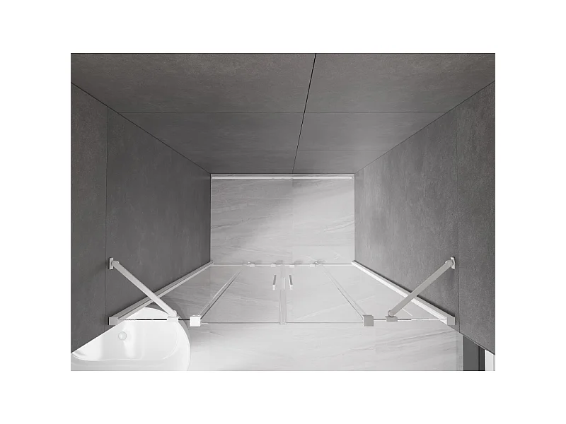 Mexen Velar Duo puertas de ducha correderas 140 cm, transparentes, blancas - 871-140-000-02-20