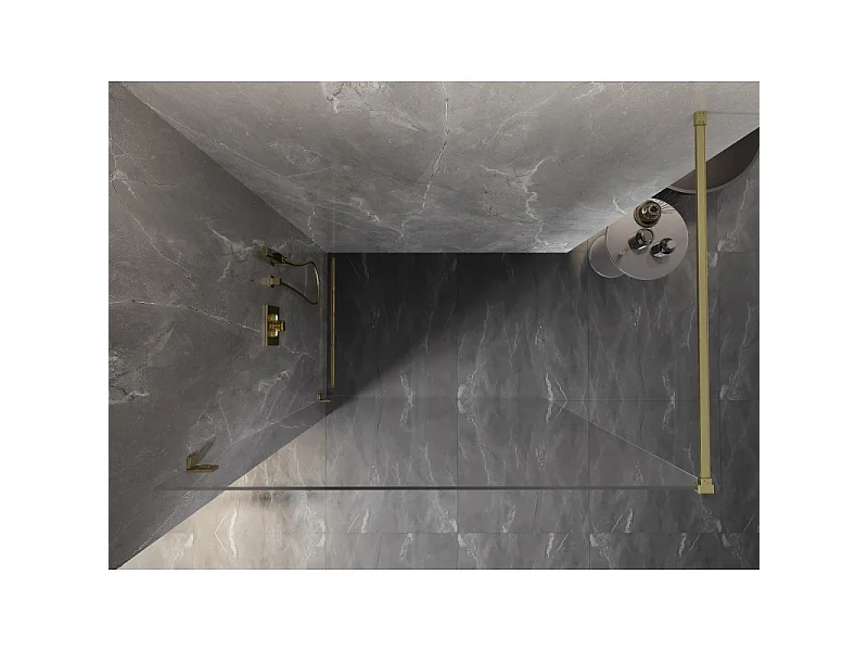 Mexen Lunar paroi de douche Walk-in gauche 110 x 200 cm, transparent 8 mm, or brossé - 830-110-000-55-00-L