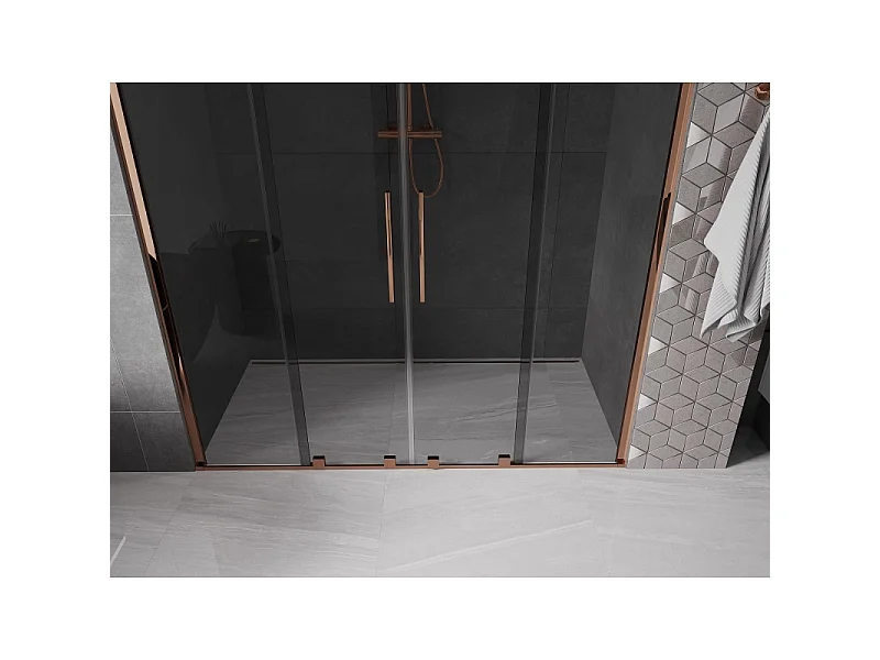Mexen Velar Duo Schiebeduschtür 200 cm, Graphit, Roségold - 871-200-000-42-60