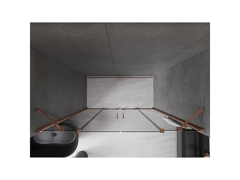 Mexen Velar Duo Schiebeduschtür 200 cm, Graphit, Roségold - 871-200-000-42-60