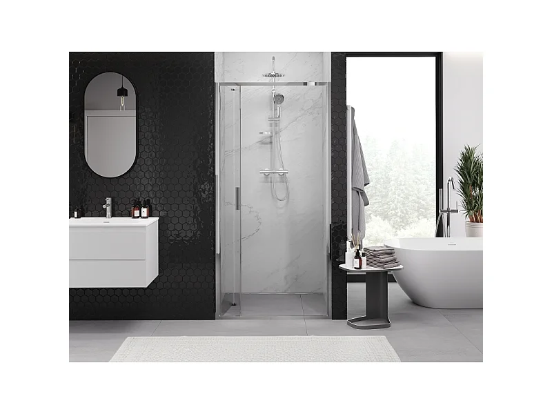 Mexen Exo Falttür für Dusche 90 cm, transparent, Chrom - 816-090-000-01-00