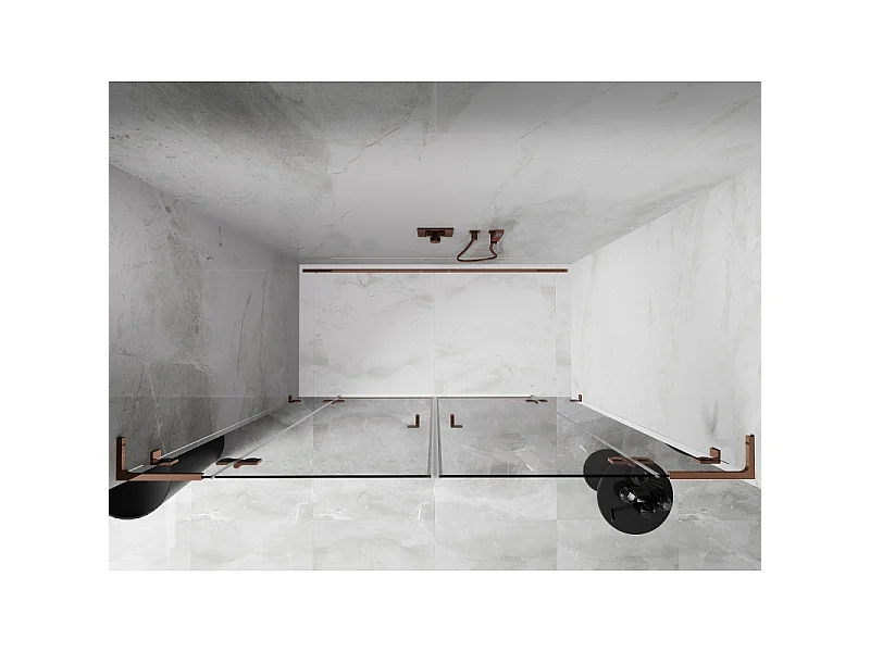 Mexen Lunar L Duo brusebadsdøre, 180 cm, gennemsigtig, rosaguld - 834DL-180-000-60-00