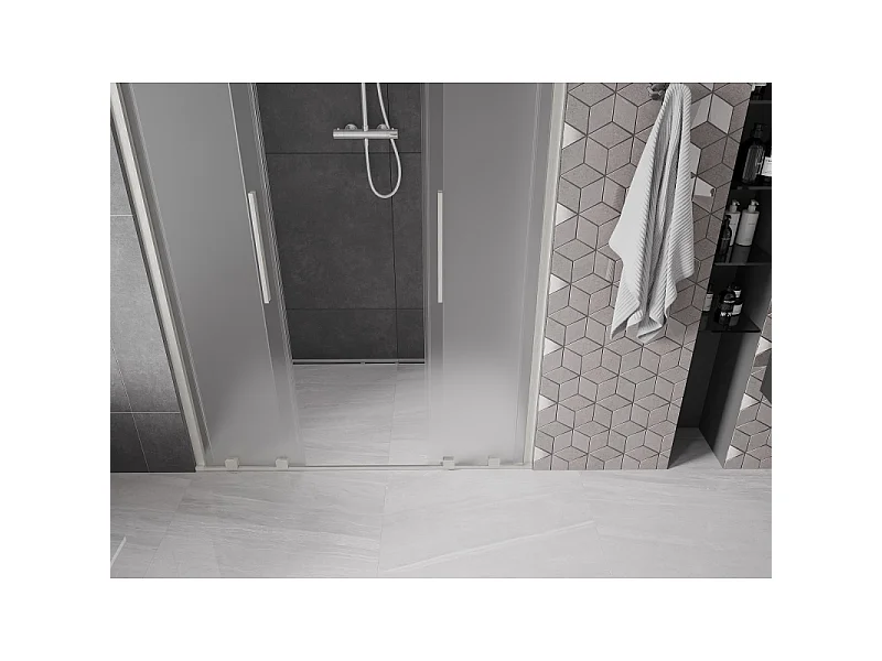 Mexen Velar Duo porte de douche coulissante 140 cm, givre, nickel brossé - 871-140-000-32-97