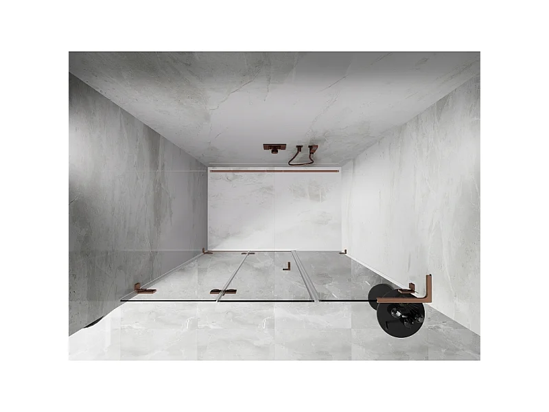 Mexen Lunar-F L folded bruse døre venstre 125 cm, transparent, børstet kobber - 836SL-125-050-65-00-L
