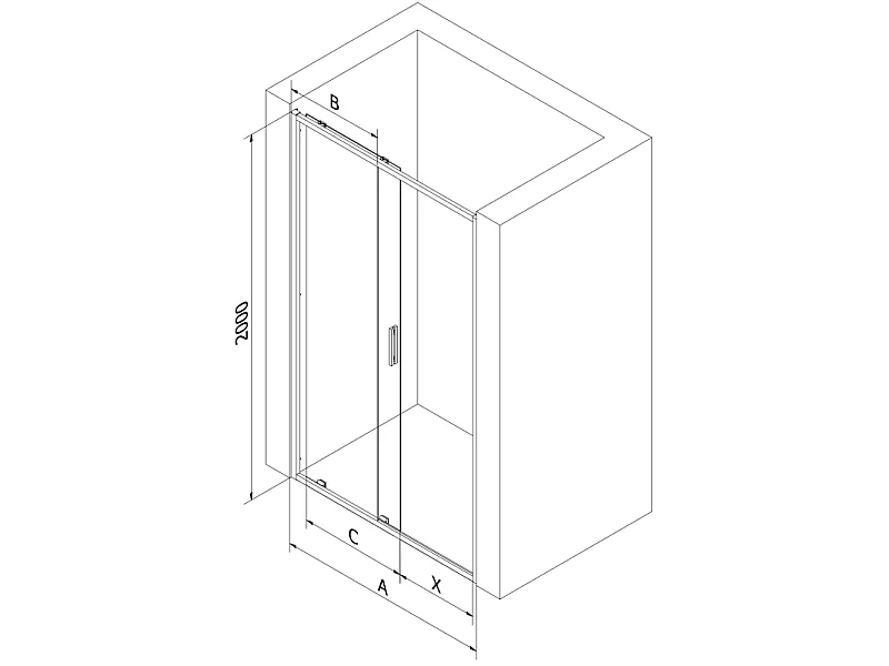 Mexen Exo Schiebetüren 120 cm, transparent, gold - 8151-120-000-50-00