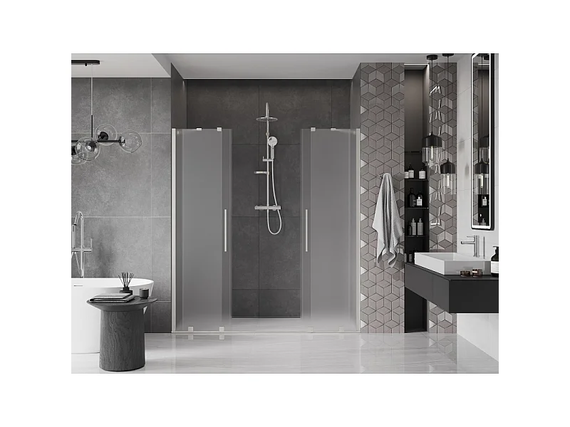 Mexen Velar Duo porte de douche coulissante 180 cm, givre, nickel brossé - 871-180-000-32-97