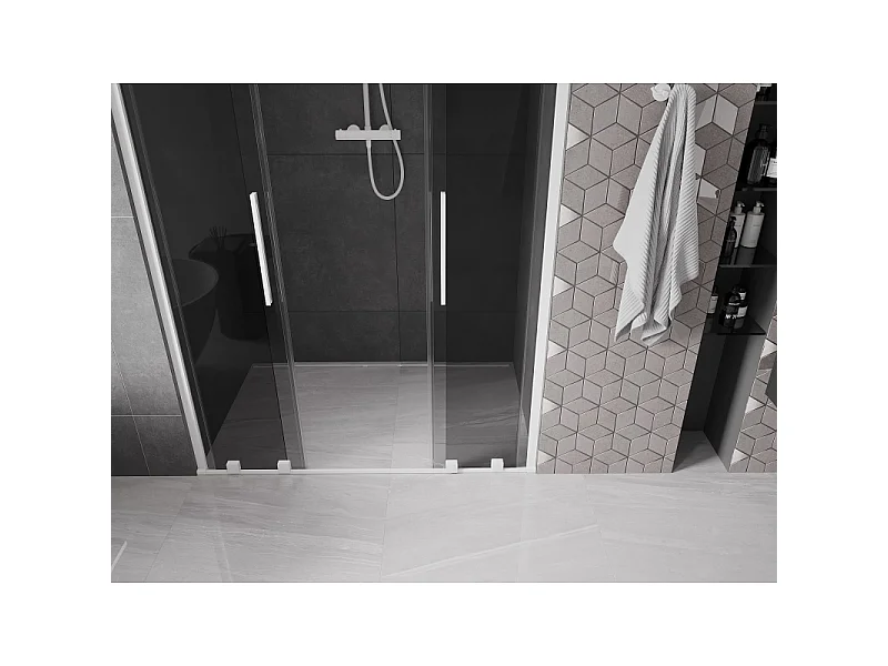 Mexen Velar Duo drsna vrata za prho 160 cm, grafitna, bela - 871-160-000-42-20